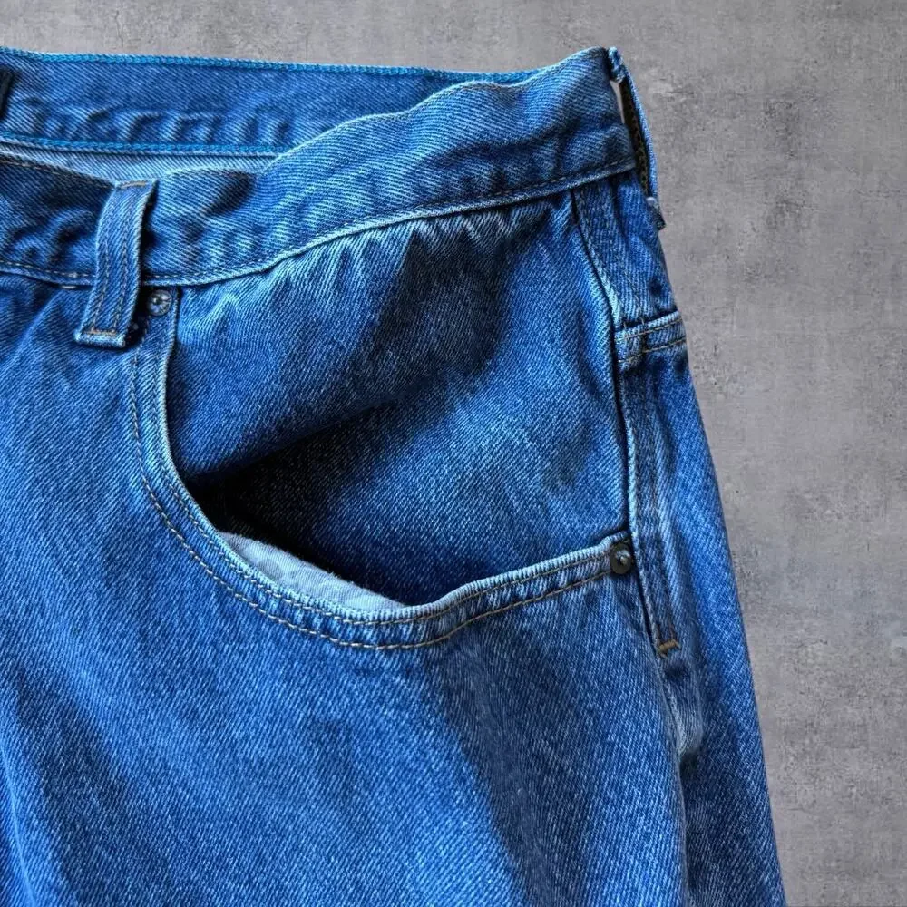 Vtg Anchor Blue Baggy Jeans Mens 42 Y2K Skater Streetwear Wide Leg Blue Denim